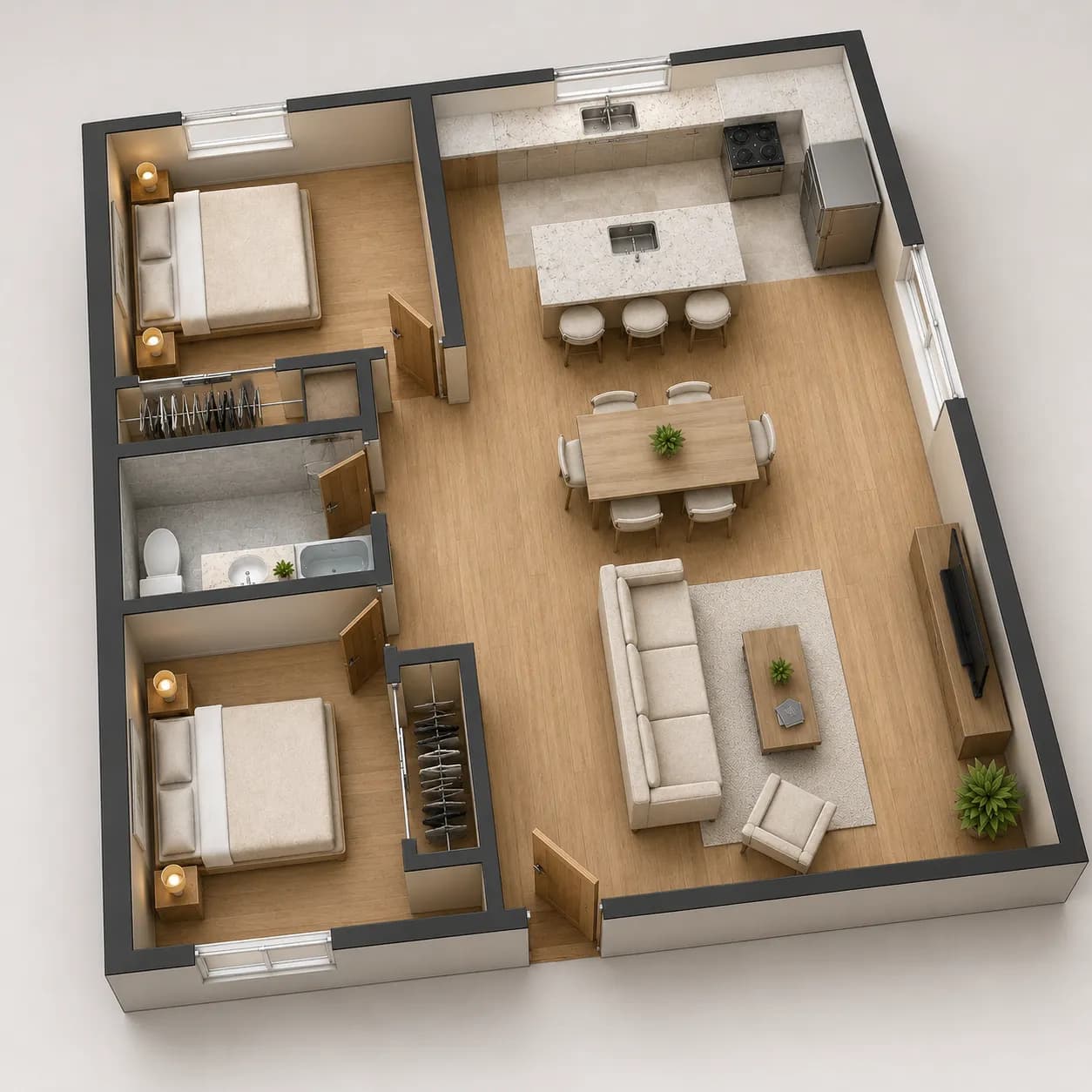 3D dollhouse floor plan