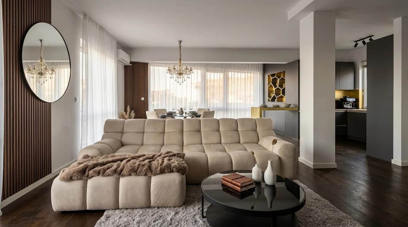 living room after AI photo enhancement by Pixoobi