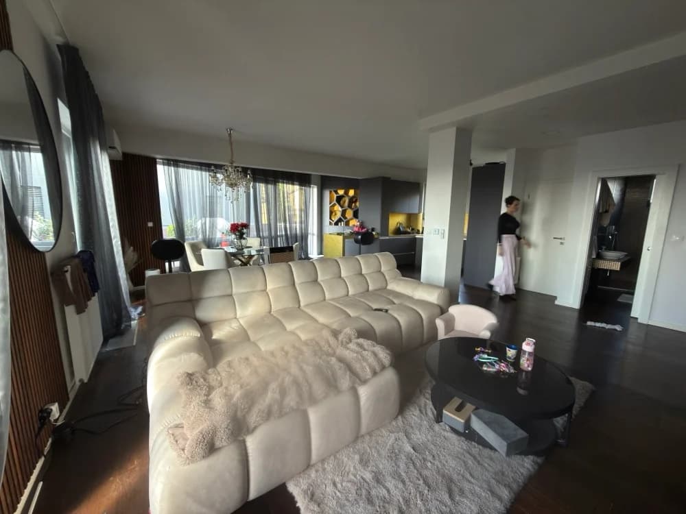 living room before real estate photo enhancement